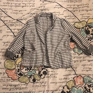 Grey and White striped soft knit blazer